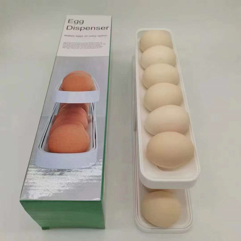 Refrigerator Egg Dispenser Automatic Scrolling Egg Rack Holder Storage Box Egg Basket Container Organizer