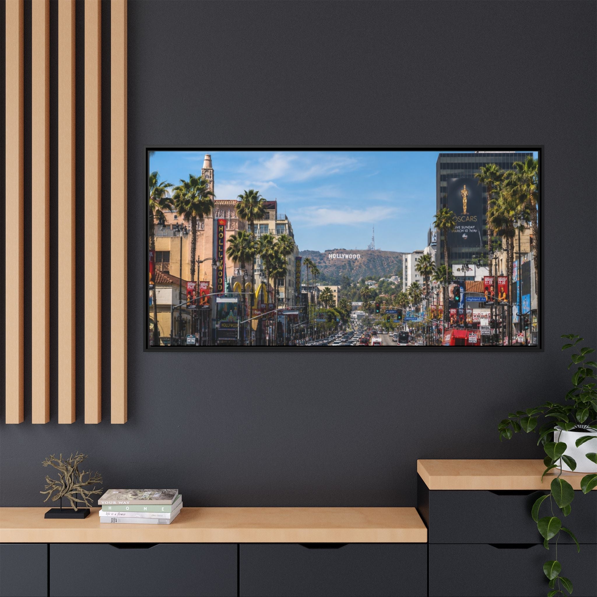 Hollywood Boulevard Matte Canvas Print — Framed Wall Art