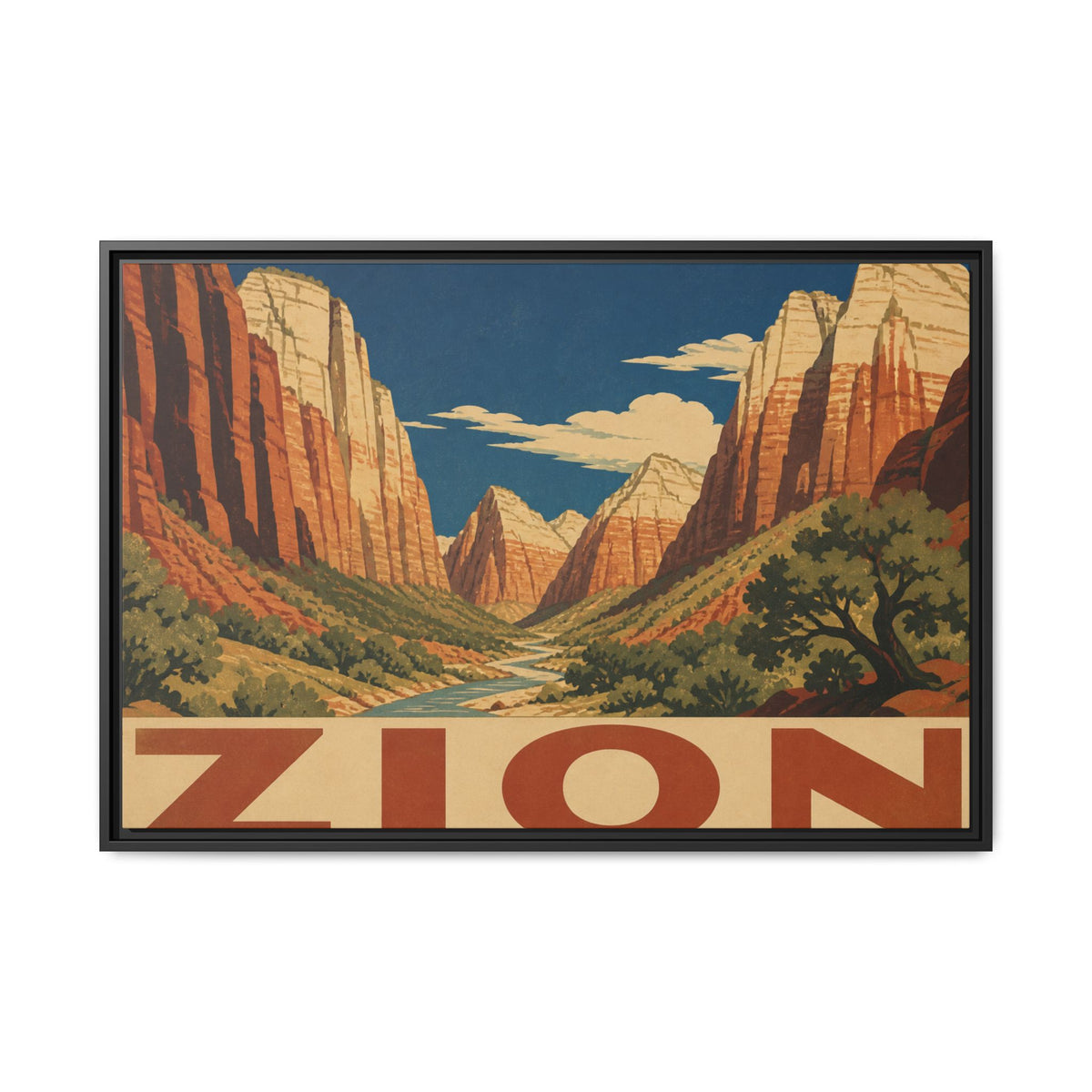 Zion Vintage Travel Poster Canvas Wall Art Print Ready to Hang
