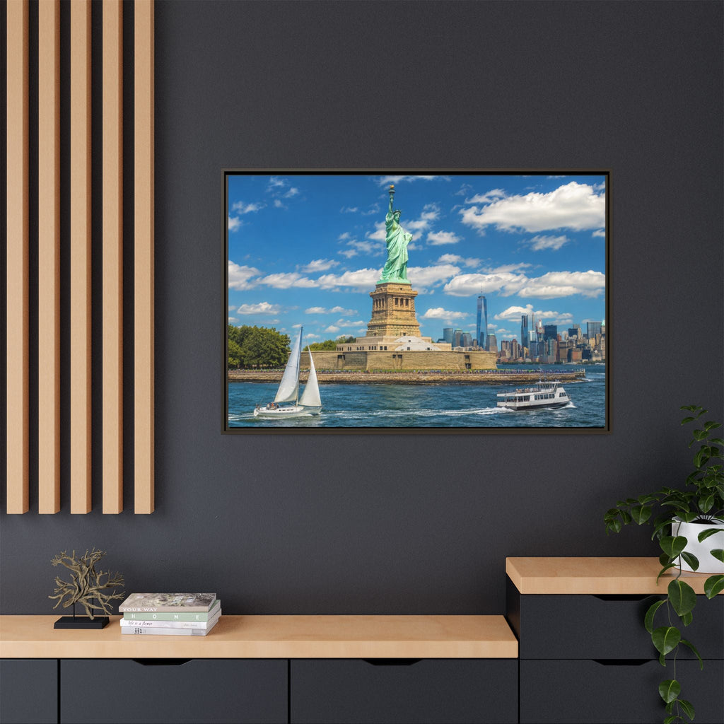 Statue of Liberty Matte Framed Canvas Print — New York City Landmark Wall Art