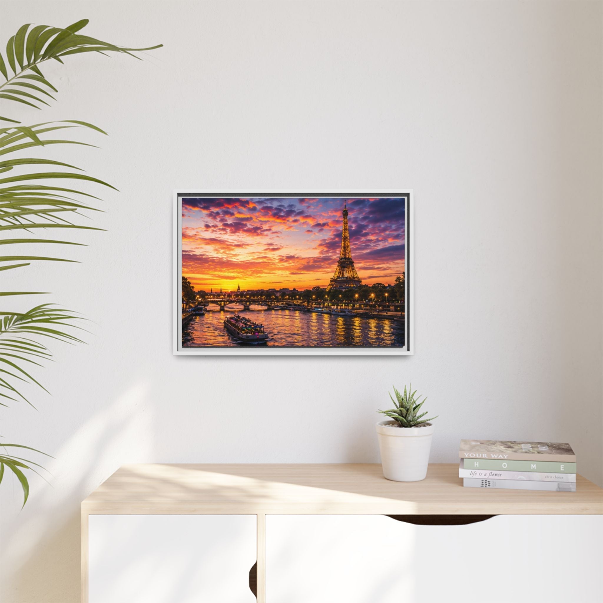 Paris Sunset Matte Canvas Wall Art - Framed - Stunning Picture