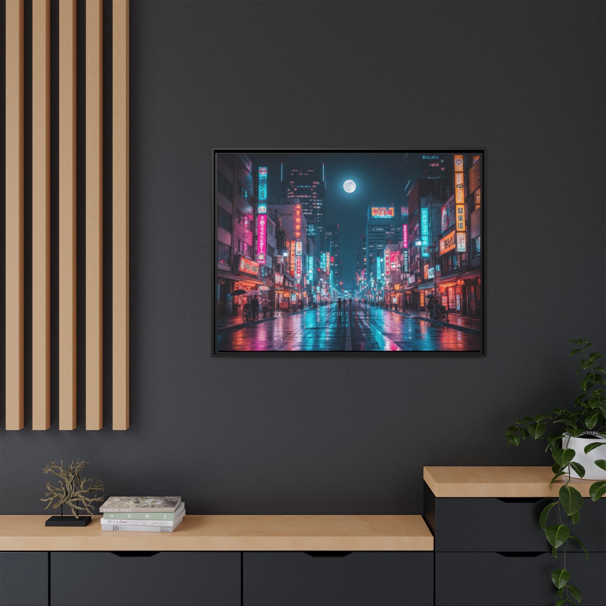 Japan Nightscape Canvas Framed Print - Stunning - Vibrant