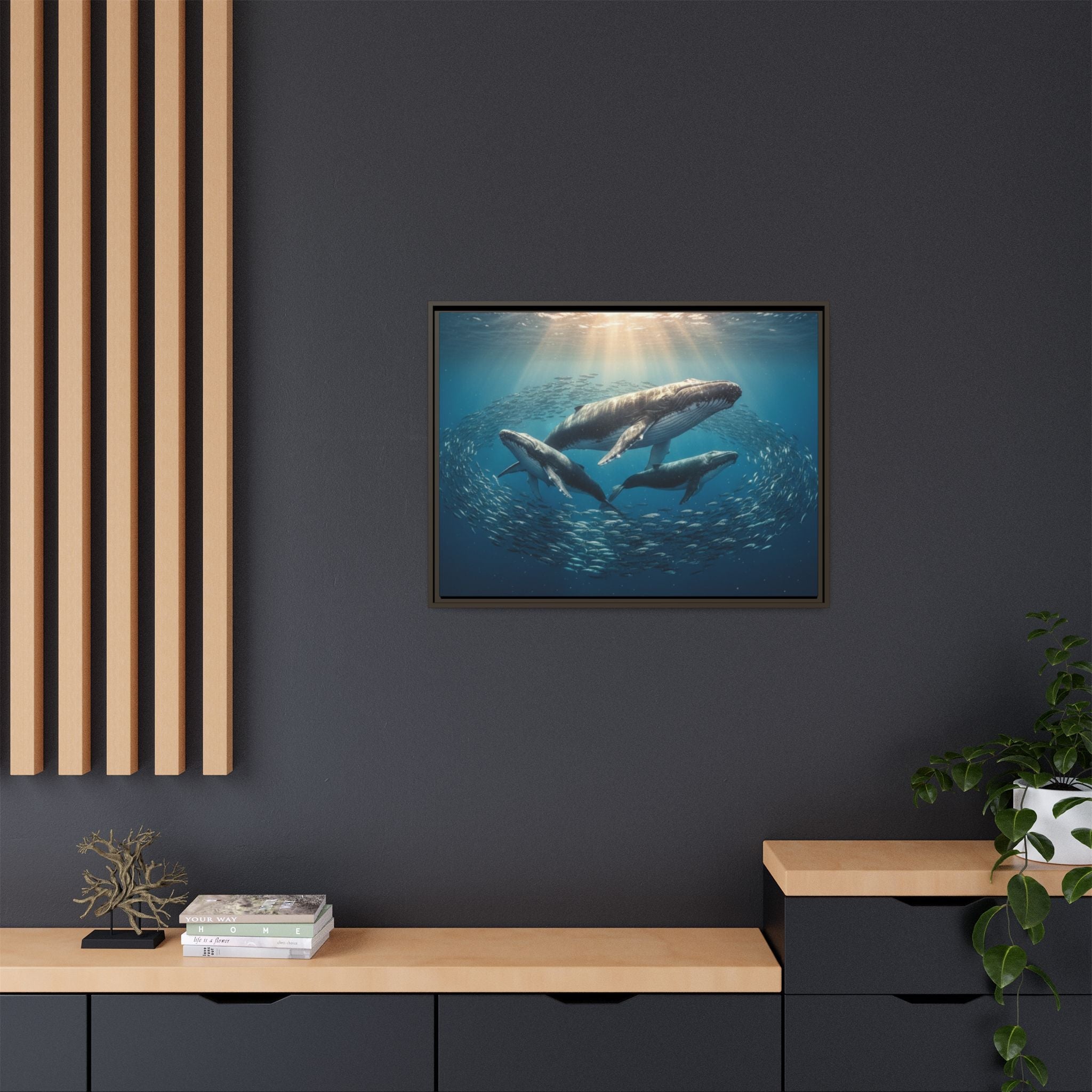 Whale Family Canvas Wall Art - Framed - Stunning