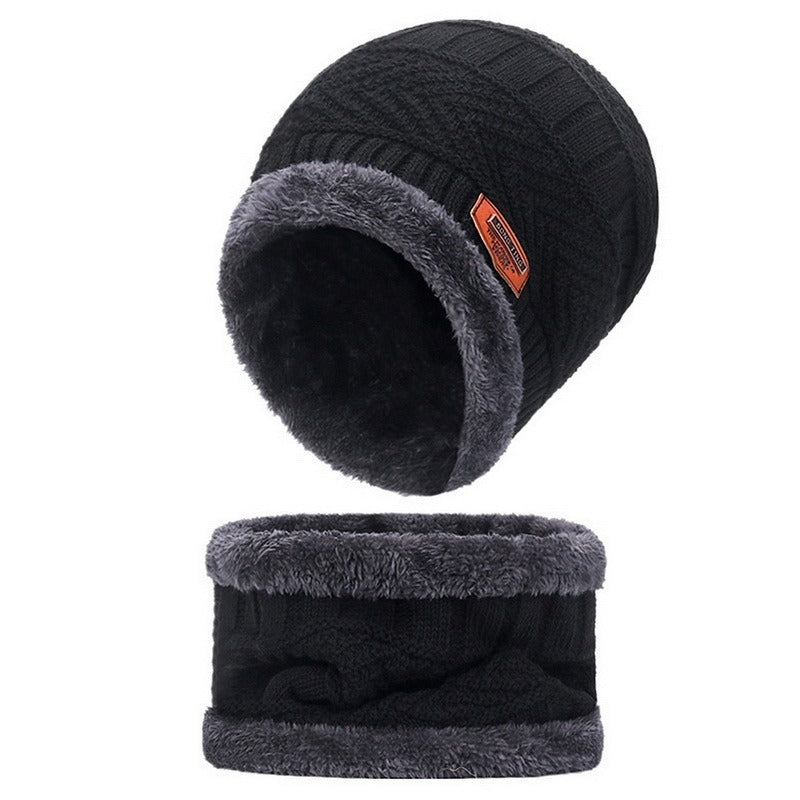 Winter Warmth And Thickening Hat Scarf Scarf Solid Color Touch Screen Gloves Three Sets Of Adults