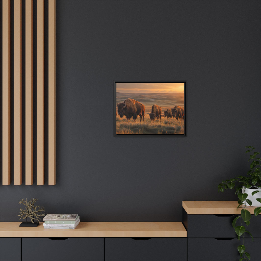 Bison Plains Golden Hour Canvas Wall Art Print Ready to Hang