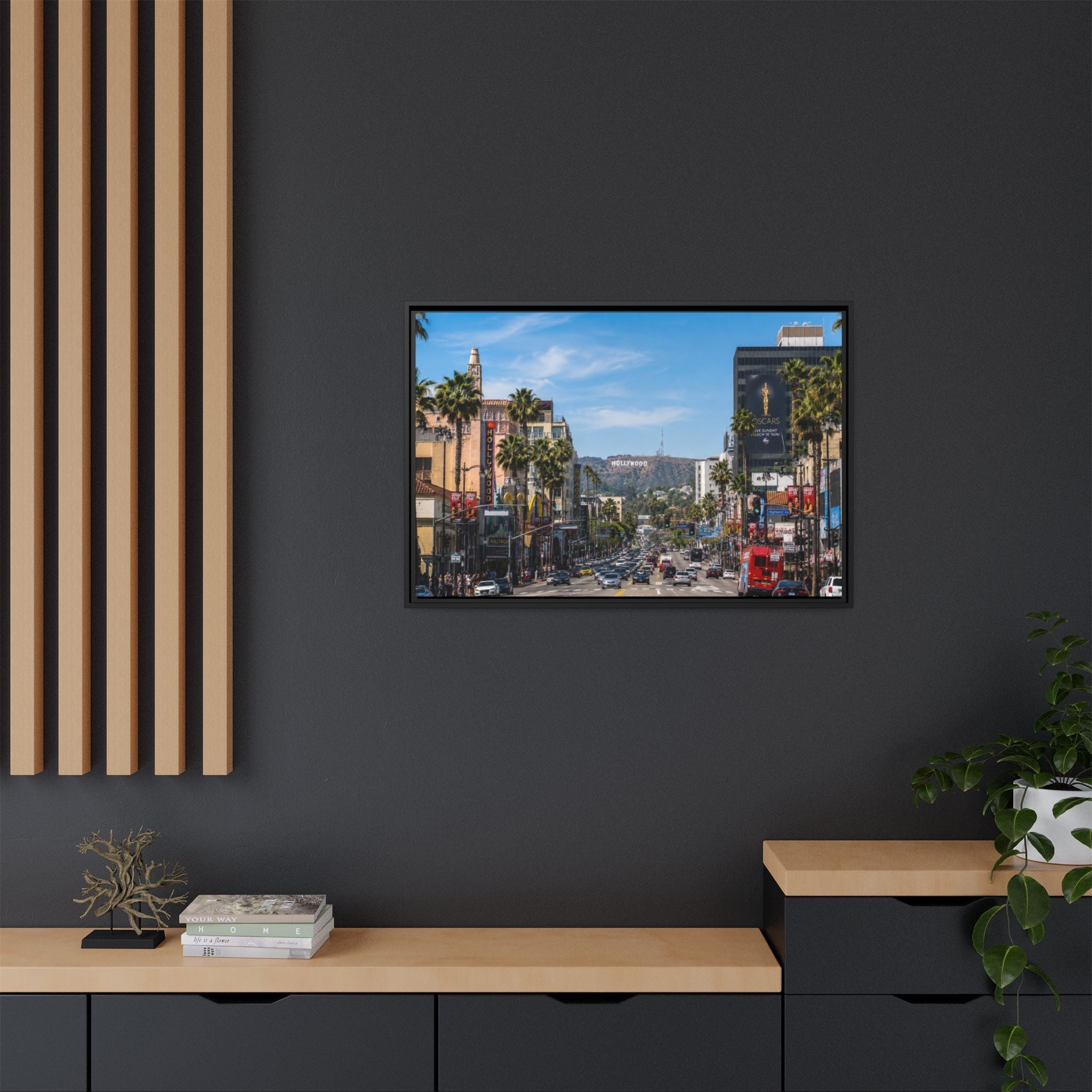 Hollywood Boulevard Matte Canvas Print — Framed Wall Art