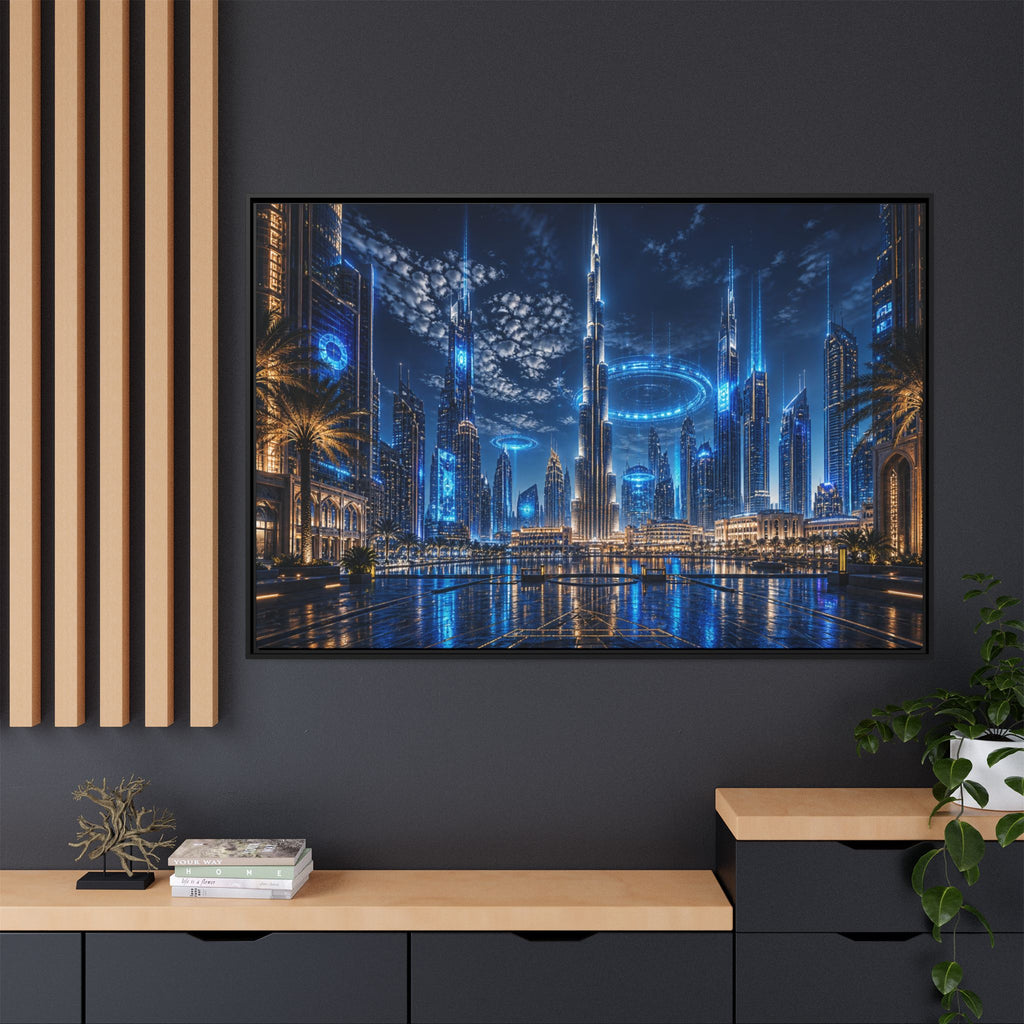 Dubai Night Skyline Canvas Wall Art Print Ready to Hang