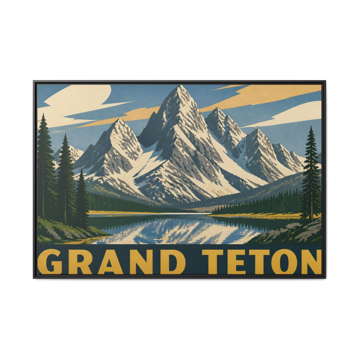 Grand Teton Vintage Travel Poster Canvas Wall Art Print Ready to Hang
