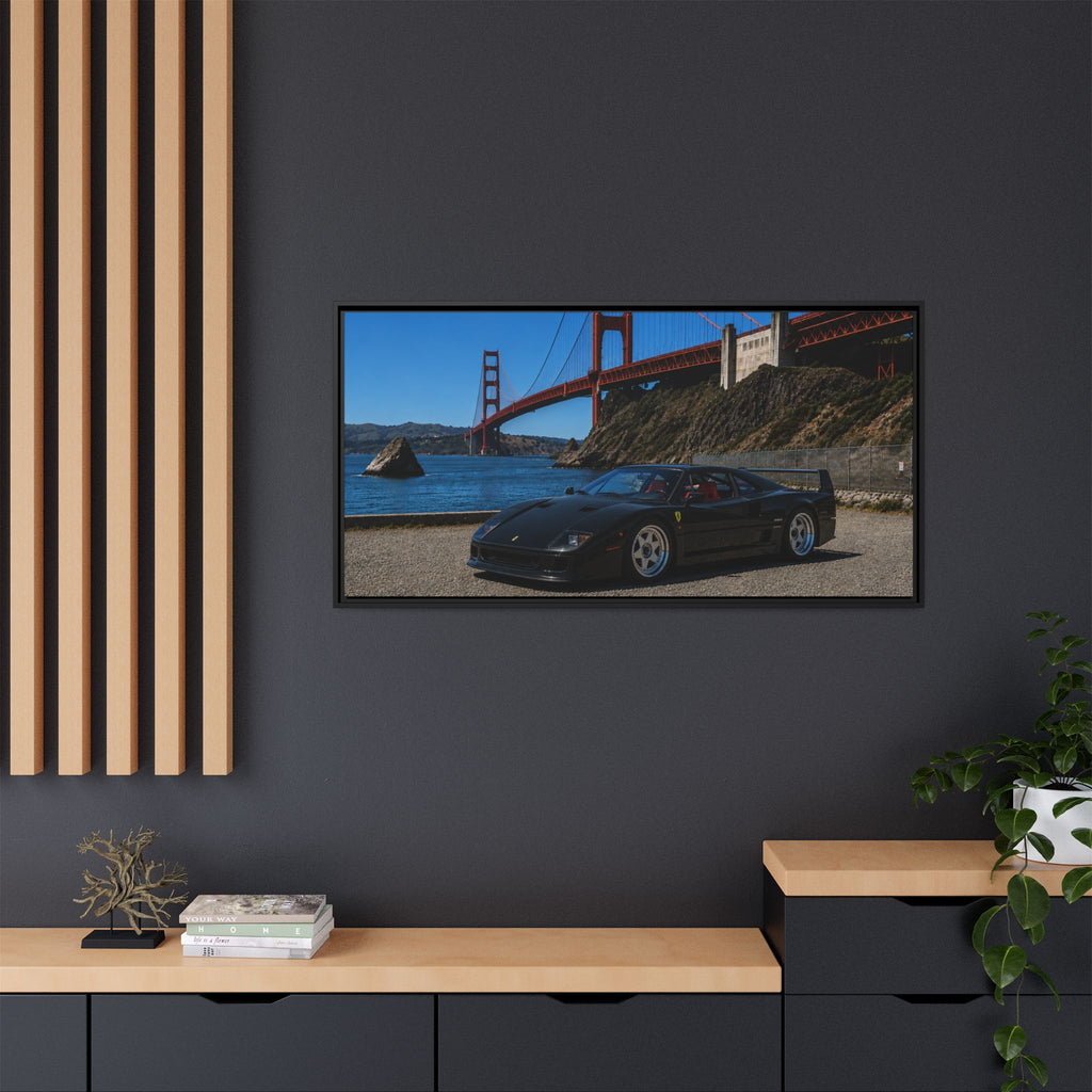 Ferrari F40 1987 At Golden Gate — Stunning Framed Matte Canvas Wall Art
