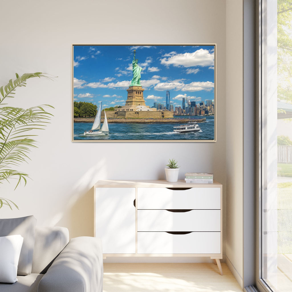 Statue of Liberty Matte Framed Canvas Print — New York City Landmark Wall Art