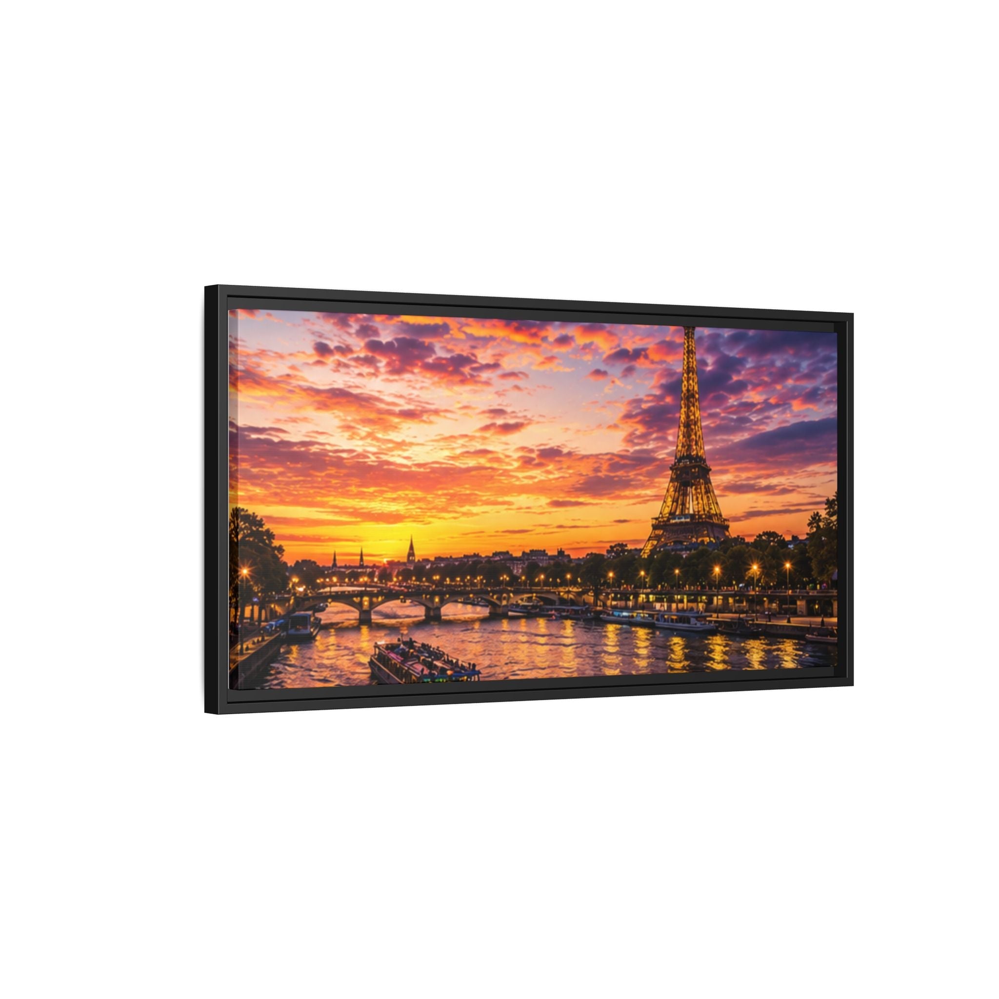 Paris Sunset Matte Canvas Wall Art - Framed - Stunning Picture