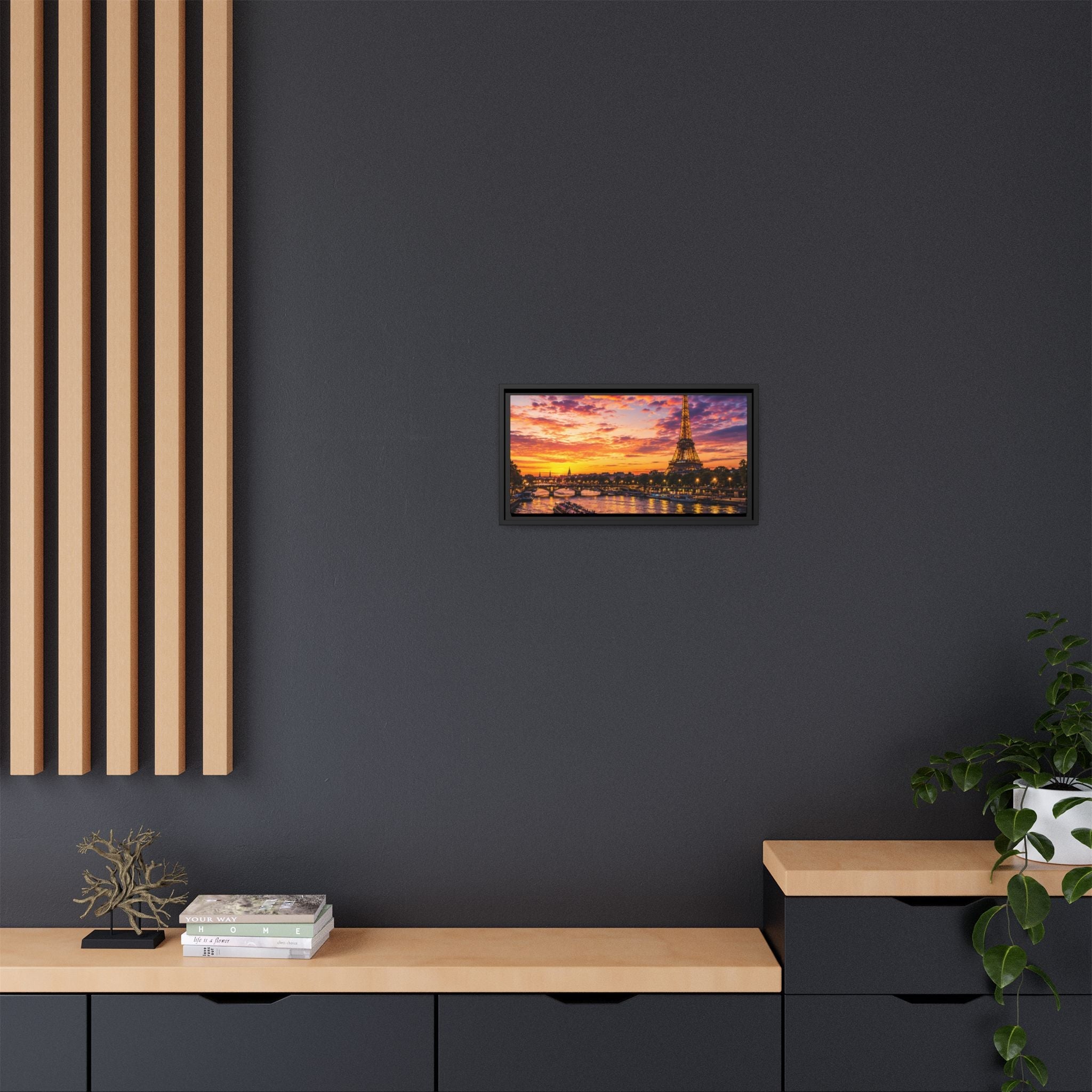 Paris Sunset Matte Canvas Wall Art - Framed - Stunning Picture