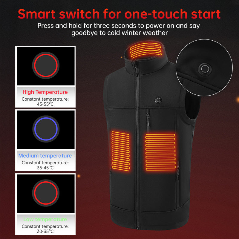 Men and Women 9 Areas Heated Vest USB Charging Heated Jacket Washed Keep Warm Hiking Vest Winter Fishing Skiing Vest Heated Coats