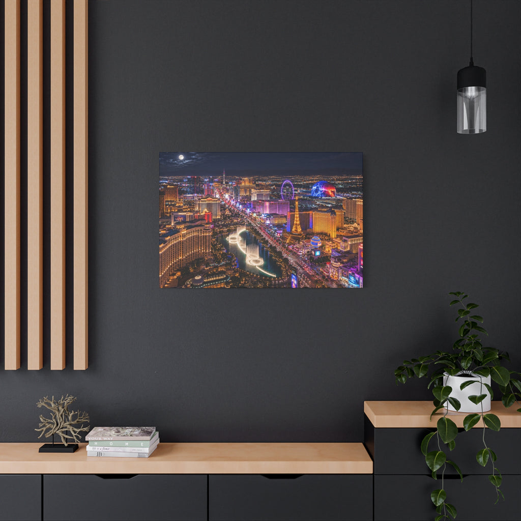 Las Vegas Strip Nightscape Matte Canvas Print — Stunning Vibrant Art