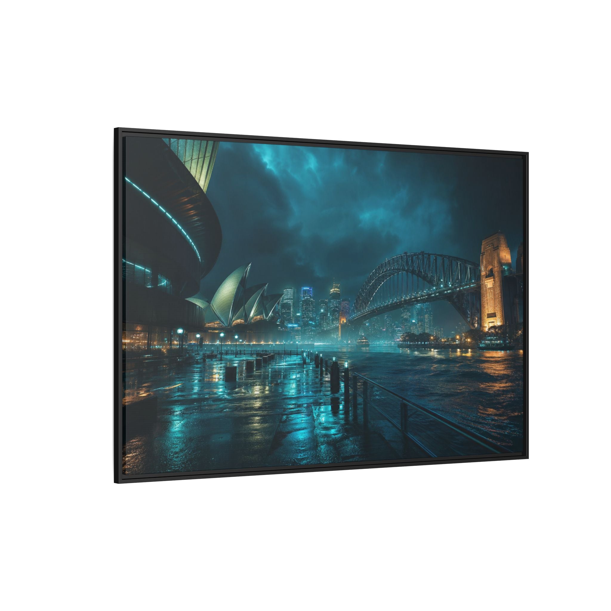 Sydney Harbor Night Canvas Wall Art Print Ready to Hang