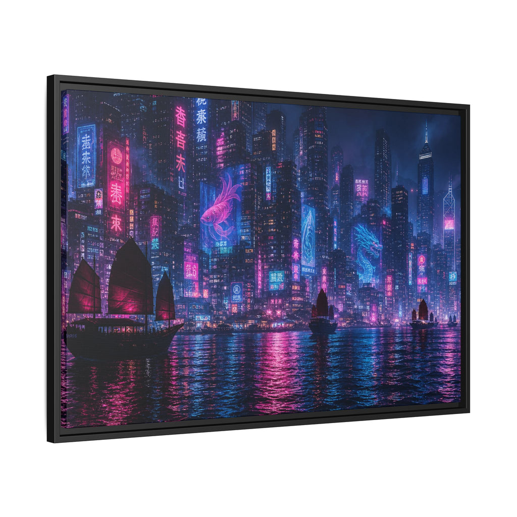 Hong Kong Harbor Night Canvas Wall Art Print Ready to Hang