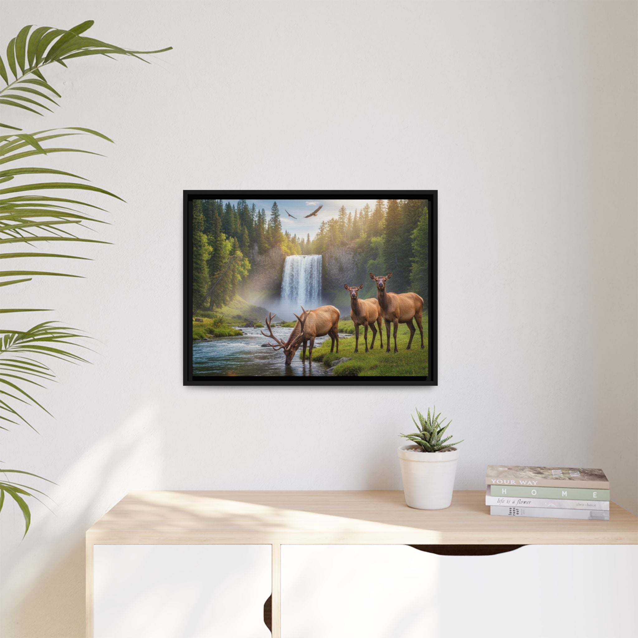 Elk Forest Landscape Wall Art - Eagles Flying - Stunning