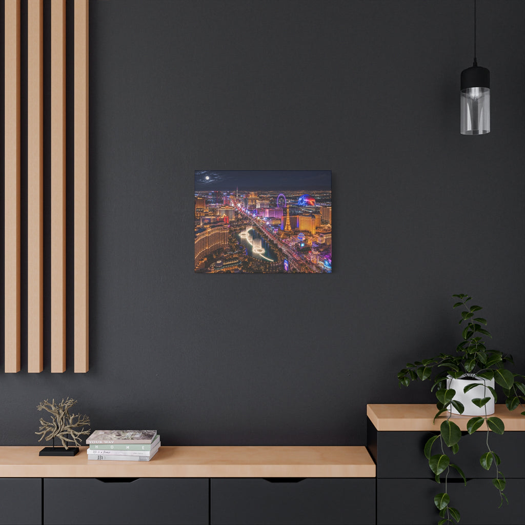 Las Vegas Strip Nightscape Matte Canvas Print — Stunning Vibrant Art