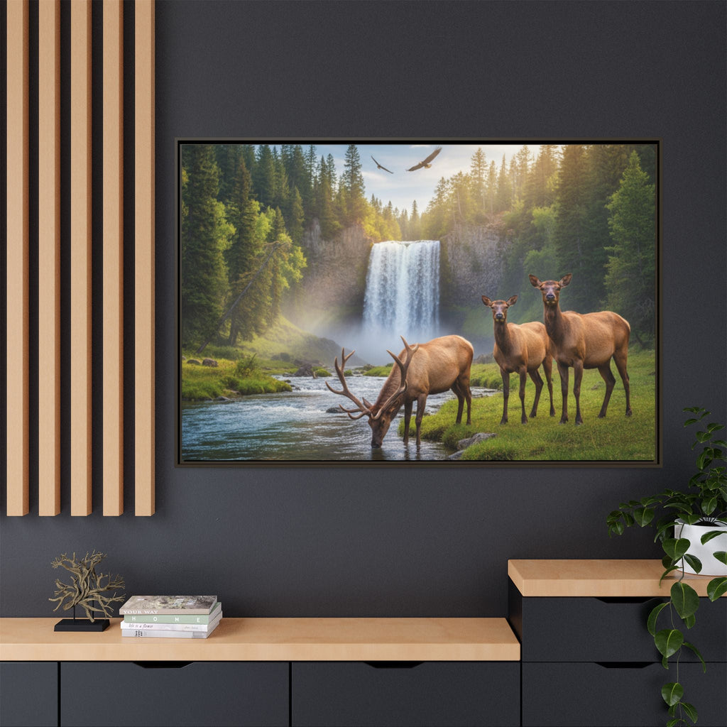Elk Forest Landscape Wall Art - Eagles Flying - Stunning