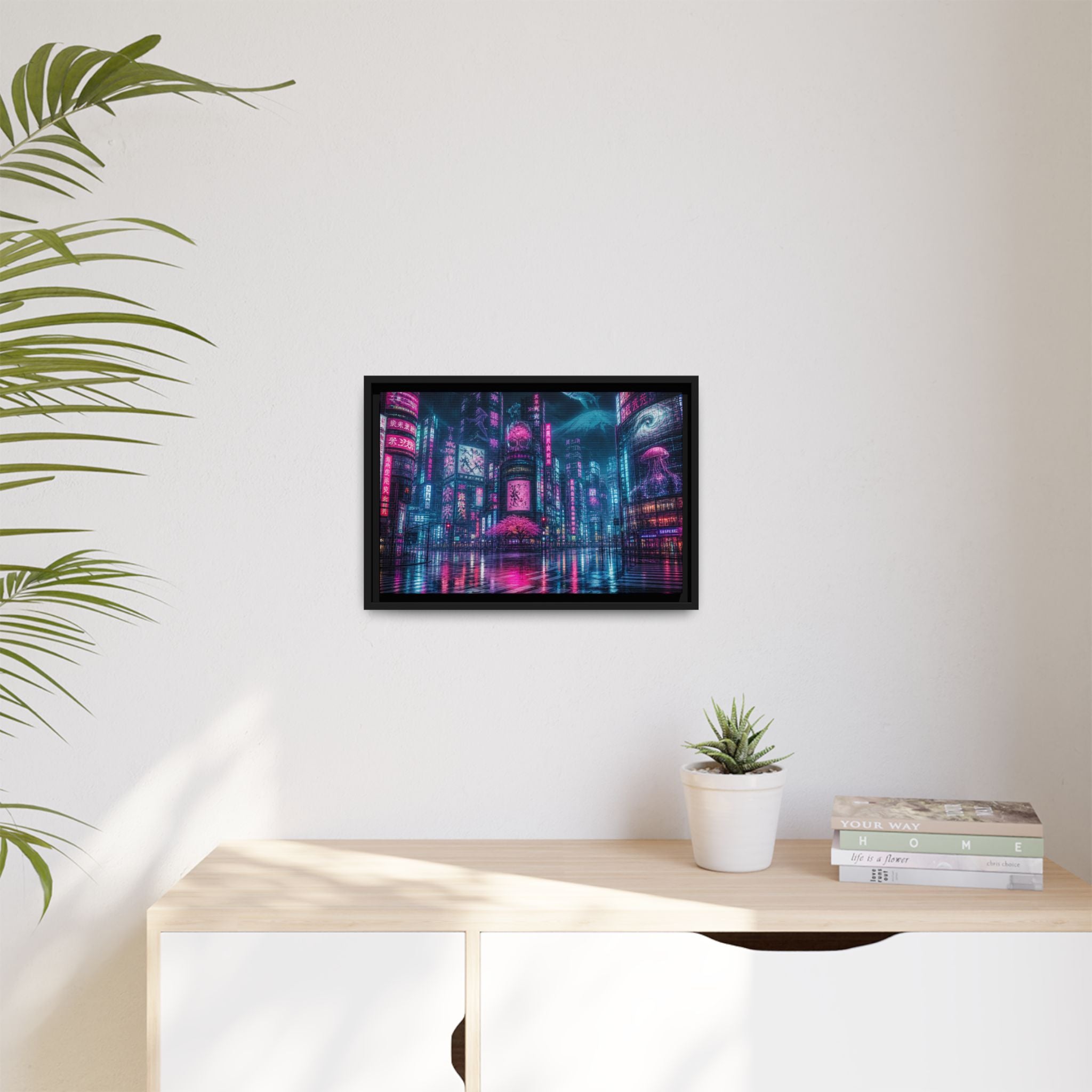 Tokyo Neon Night Canvas Wall Art Print Ready to Hang