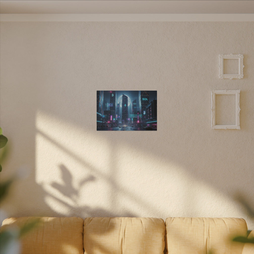 Cybercity Neon Canvas Print — Futuristic Nightscape Wall Art