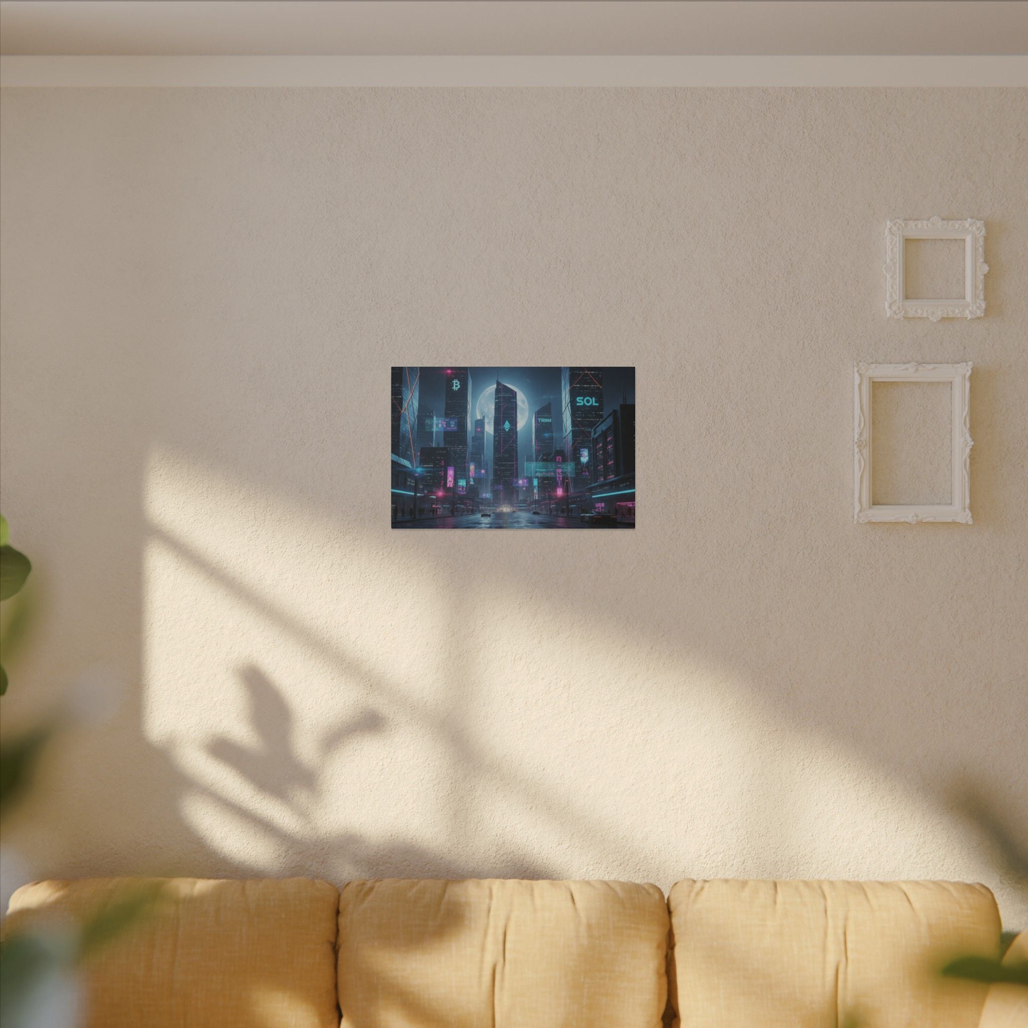 Cybercity Neon Canvas Print — Futuristic Nightscape Wall Art