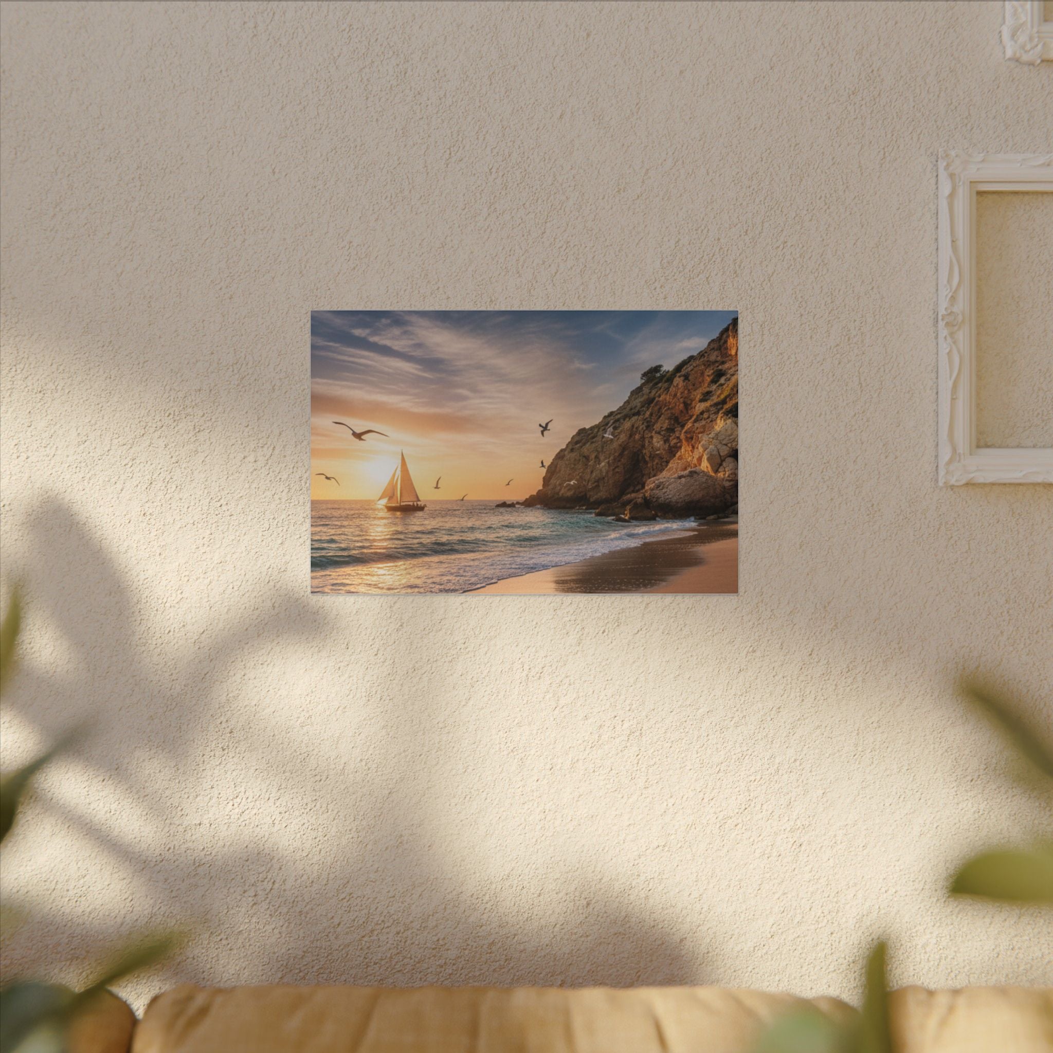 Seaside Sunset Sail Canvas