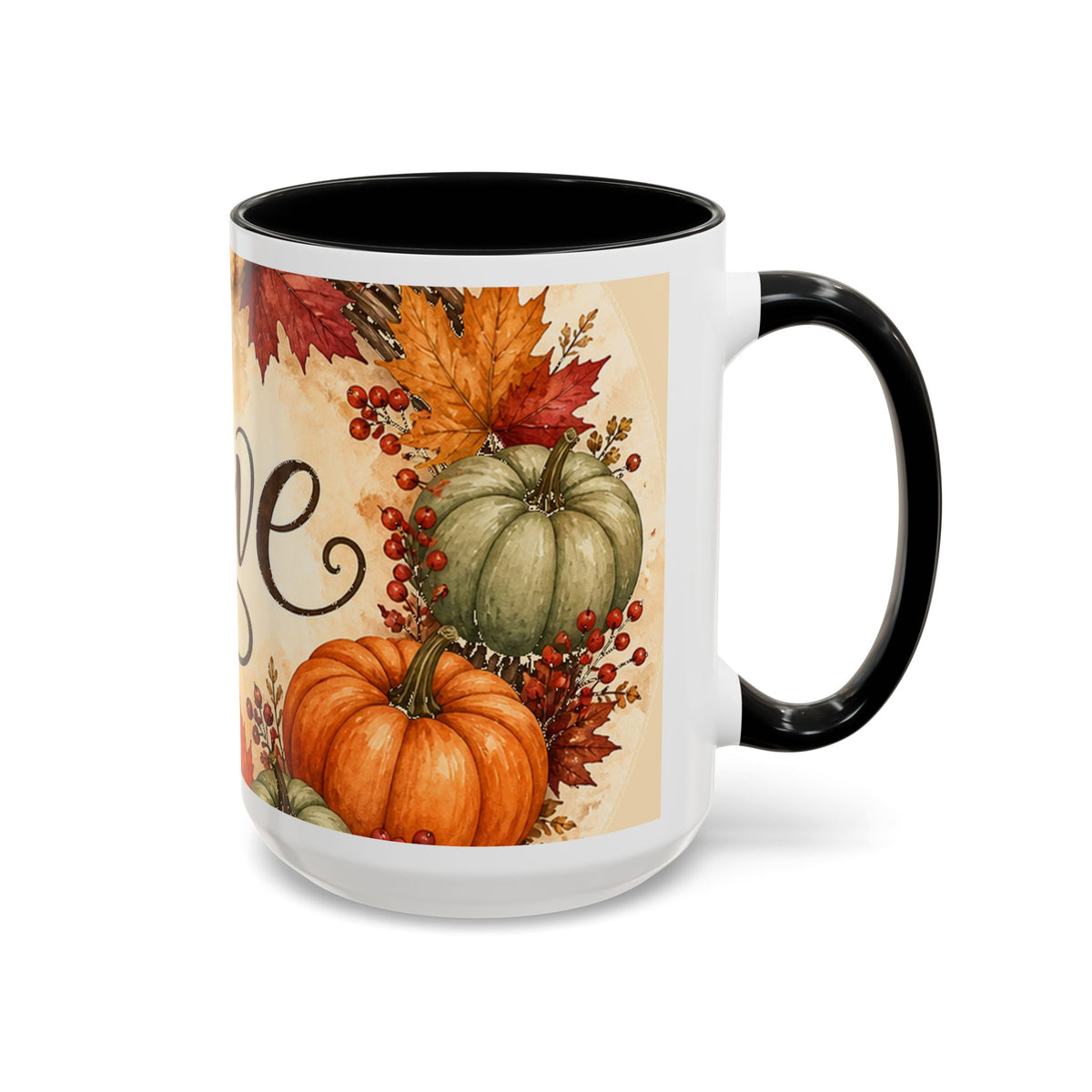 Autumn Pumpkin Love Large Coffee Mug 15oz Fall Thanksgiving Halloween Gift Mug