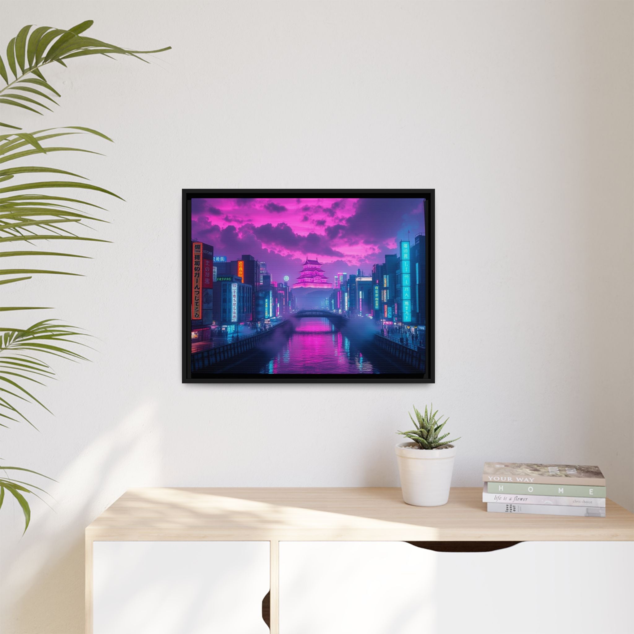 Osaka Neon Night Canvas Wall Art Print Ready to Hang