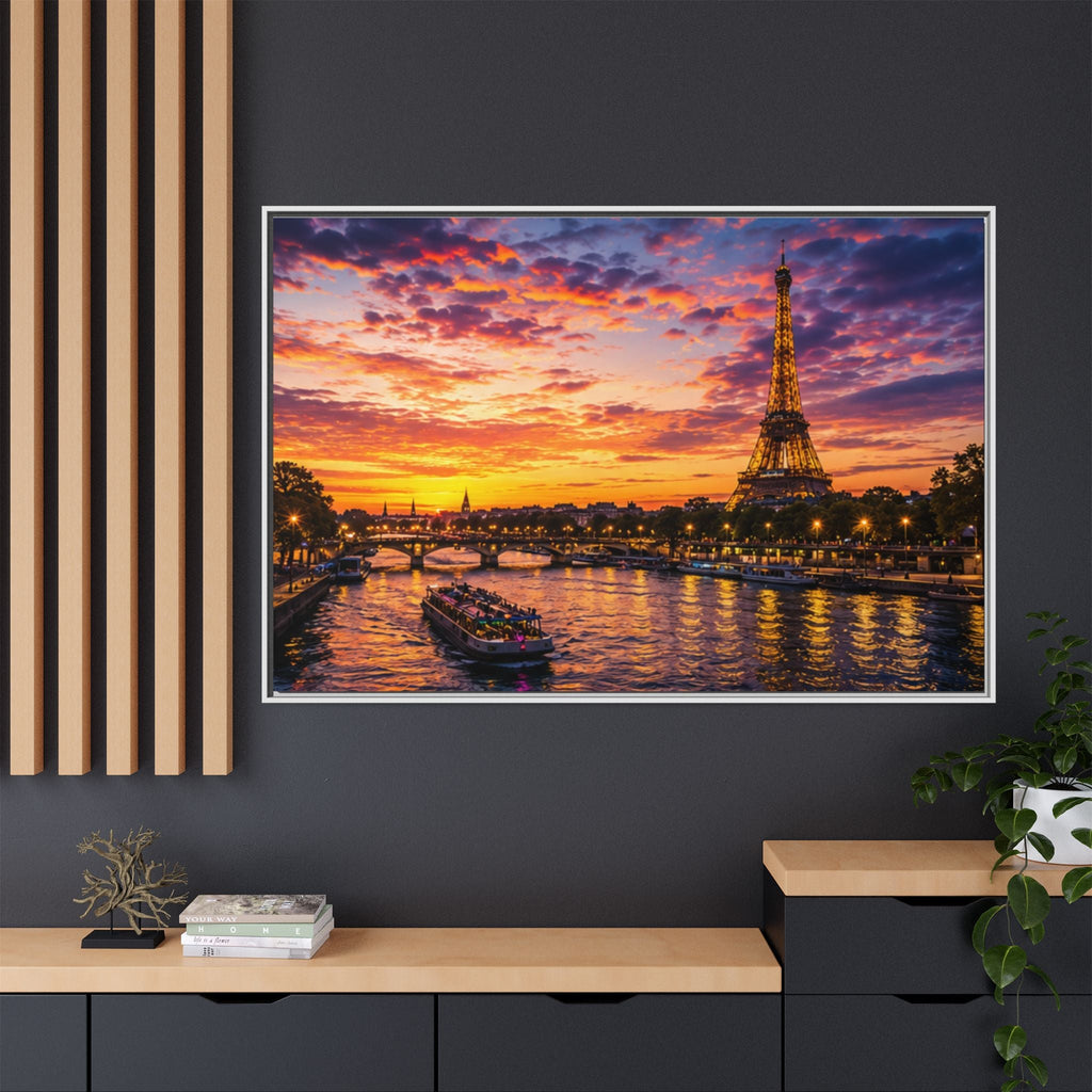 Paris Sunset Matte Canvas Wall Art - Framed - Stunning Picture