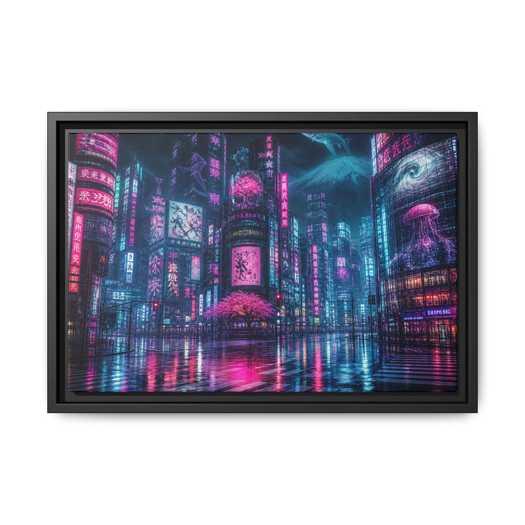Tokyo Neon Night Canvas Wall Art Print Ready to Hang