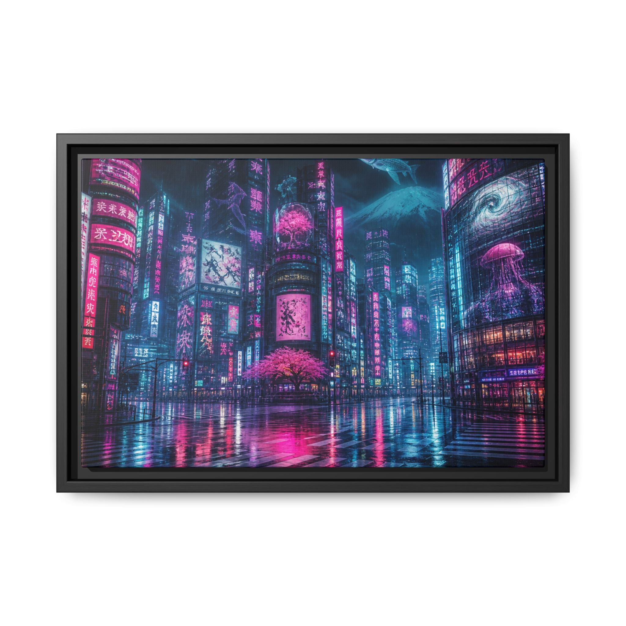 Tokyo Neon Night Canvas Wall Art Print Ready to Hang