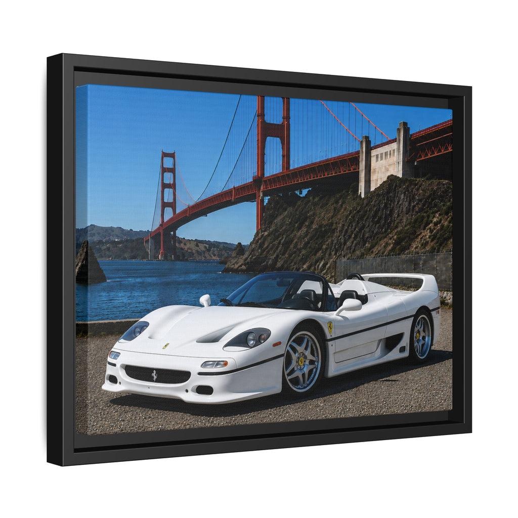 Ferrari F50 1995 — At The Golden Gate Bridge --Matte Framed Canvas Print