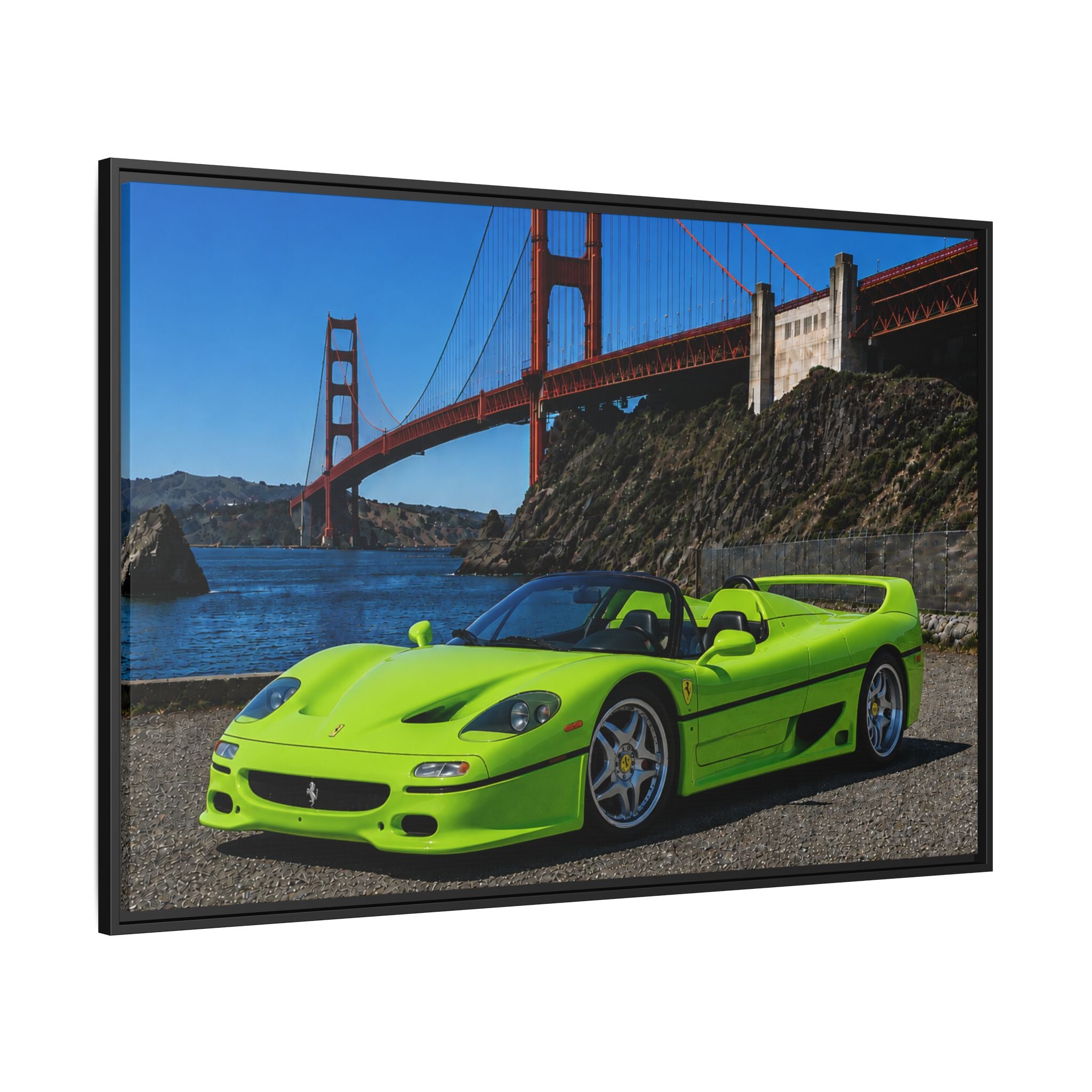 Ferrari F50 1995 — At Golden Gate Bridge - Framed Canvas Art - Stunning