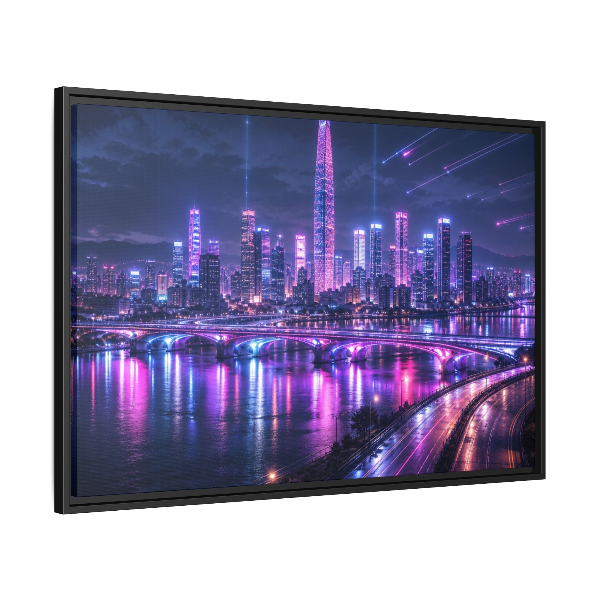 Seoul Night Skyline Canvas Wall Art Print Ready to Hang