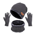 Winter Warmth And Thickening Hat Scarf Scarf Solid Color Touch Screen Gloves Three Sets Of Adults