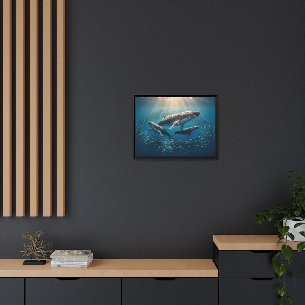 Whale Family Canvas Wall Art - Framed - Stunning