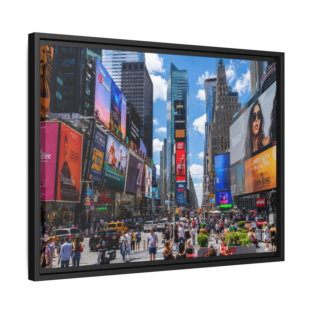 Times Square New York Matte Canvas Framed Wall Art — Vibrant Cityscape Photography