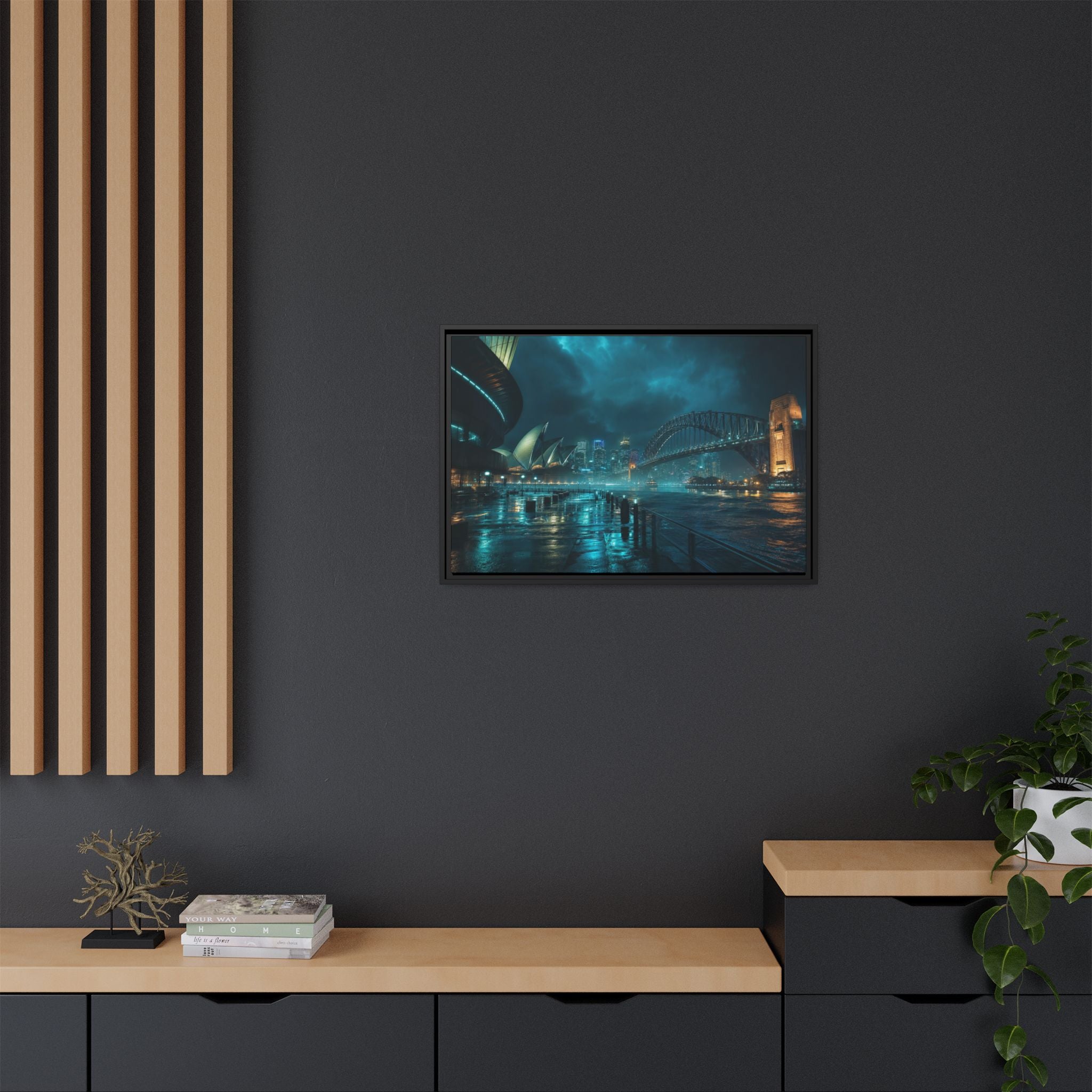 Sydney Harbor Night Canvas Wall Art Print Ready to Hang