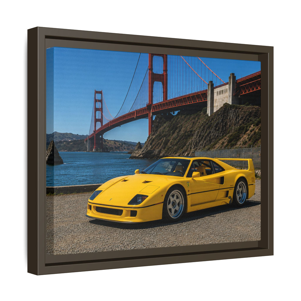 Ferrari 1987 F40 — Yellow Ferrari by the Golden Gate Bridge - Stunning Framed Canvas