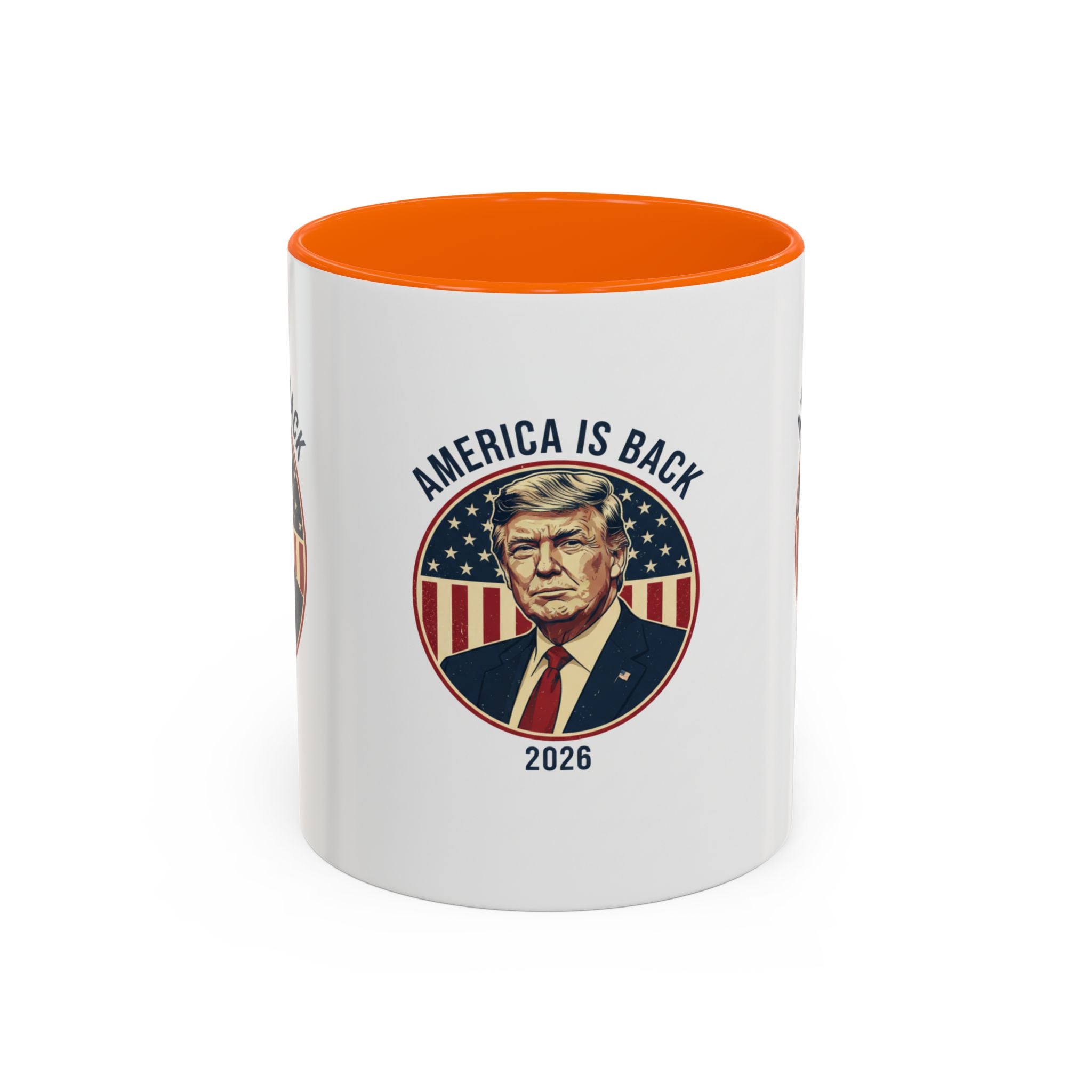 America Is Back 2026 Accent Coffee Mug — Patriotic Trump Campaign Ceramic Mug