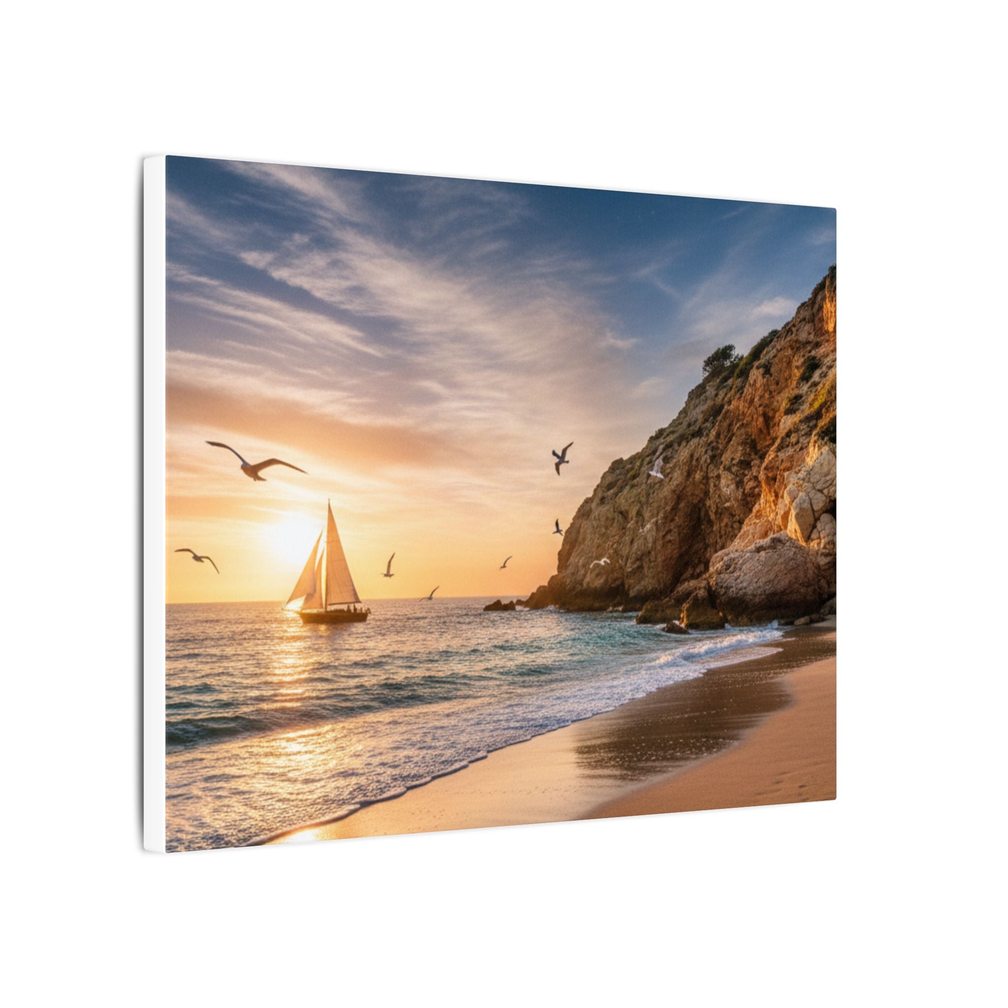 Seaside Sunset Sail Canvas