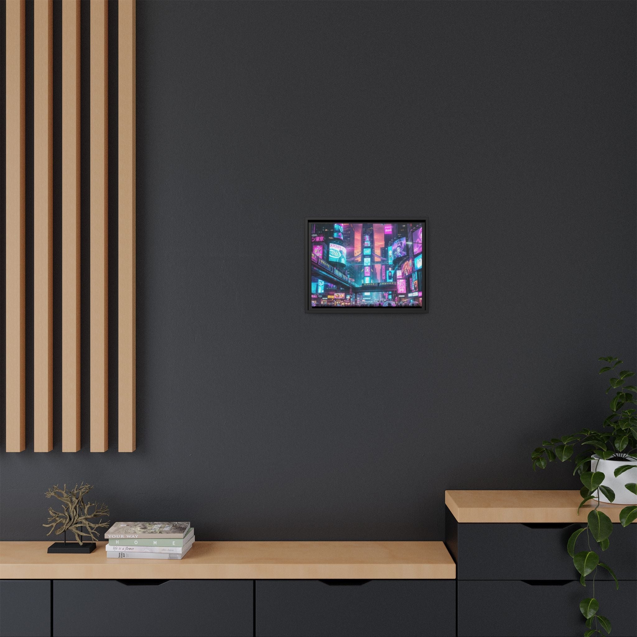 Bright Future Cityscape Vibrant Wall Art  — Framed Cyberpunk Wall Art