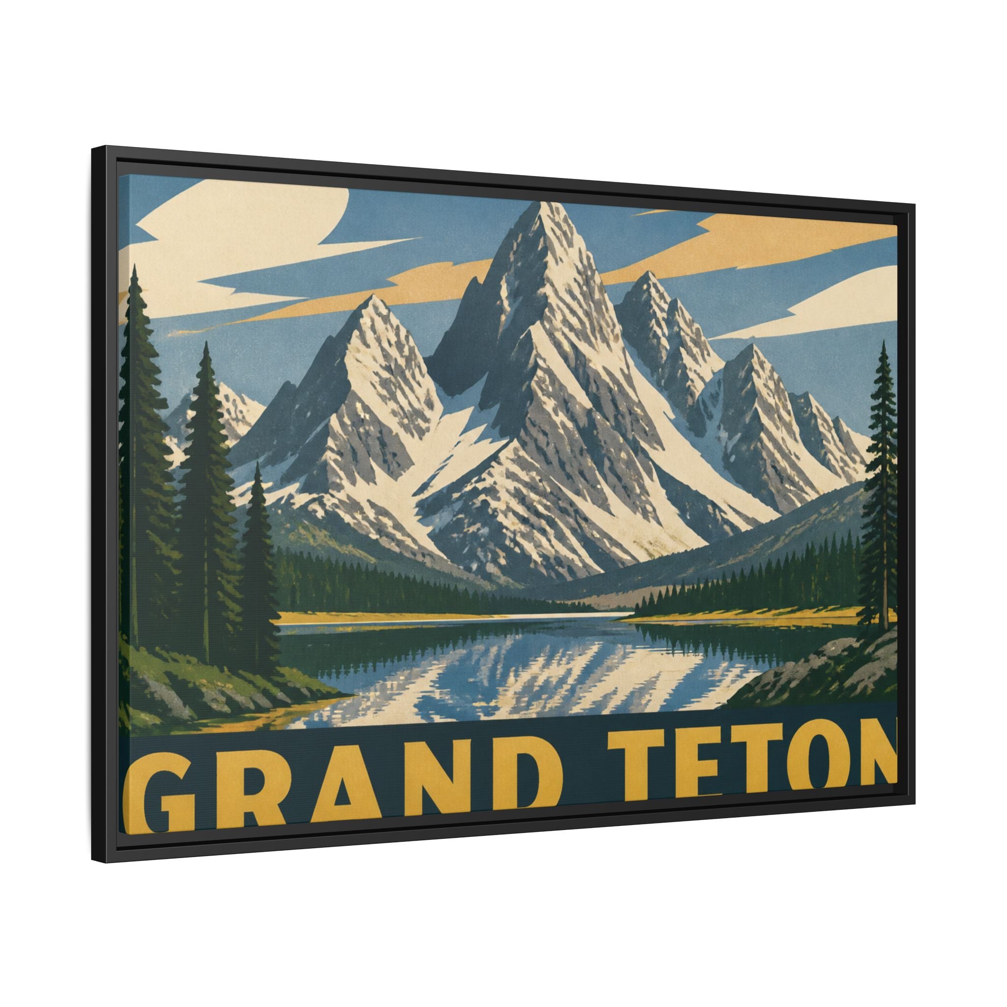 Grand Teton Vintage Travel Poster Canvas Wall Art Print Ready to Hang