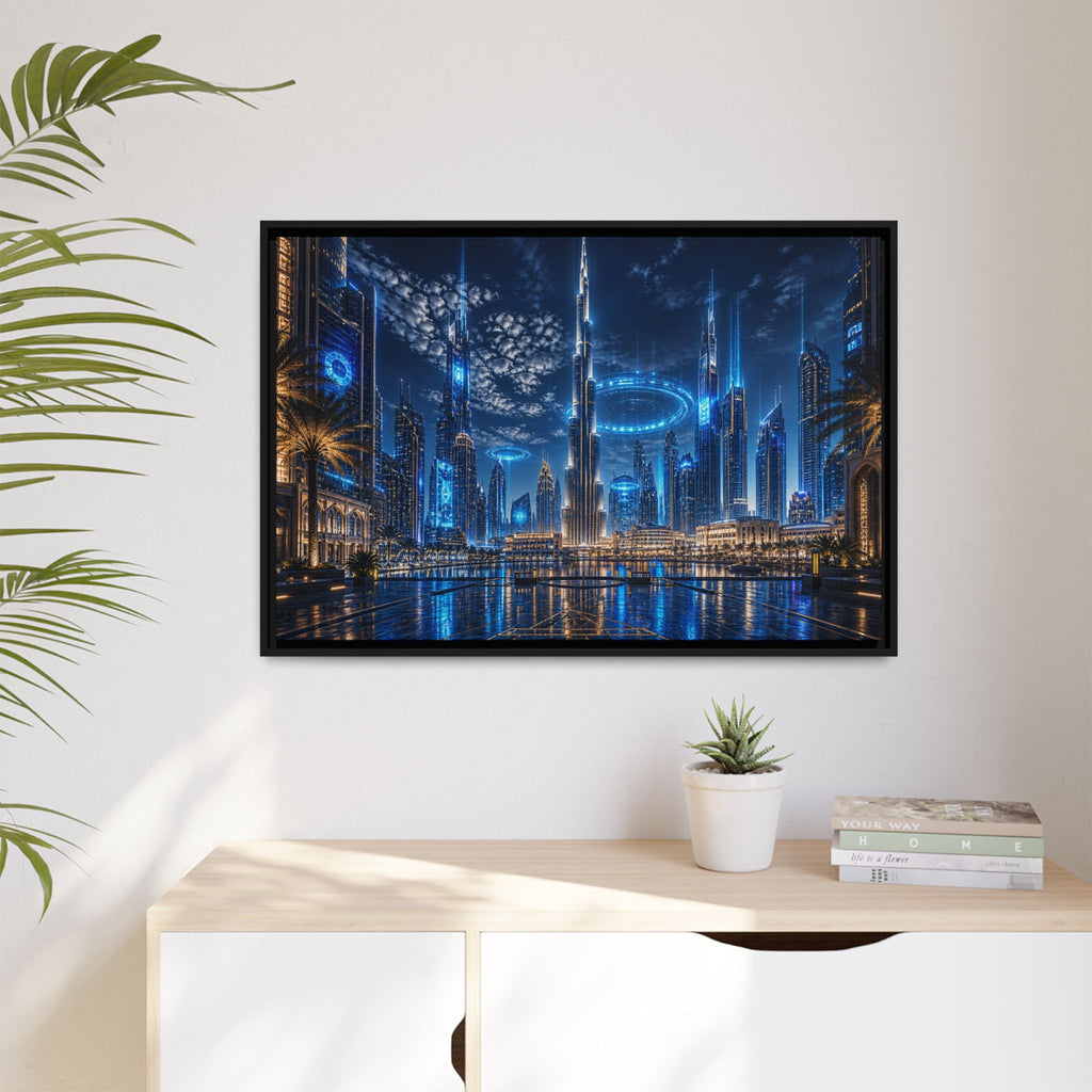 Dubai Night Skyline Canvas Wall Art Print Ready to Hang