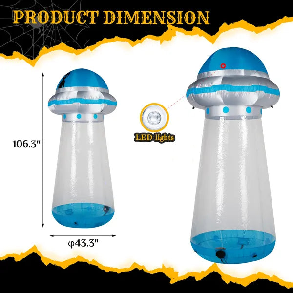 8.8 FT Halloween Inflatable UFO Yard Decoration, Fun Tall Blow Up Yard Decor