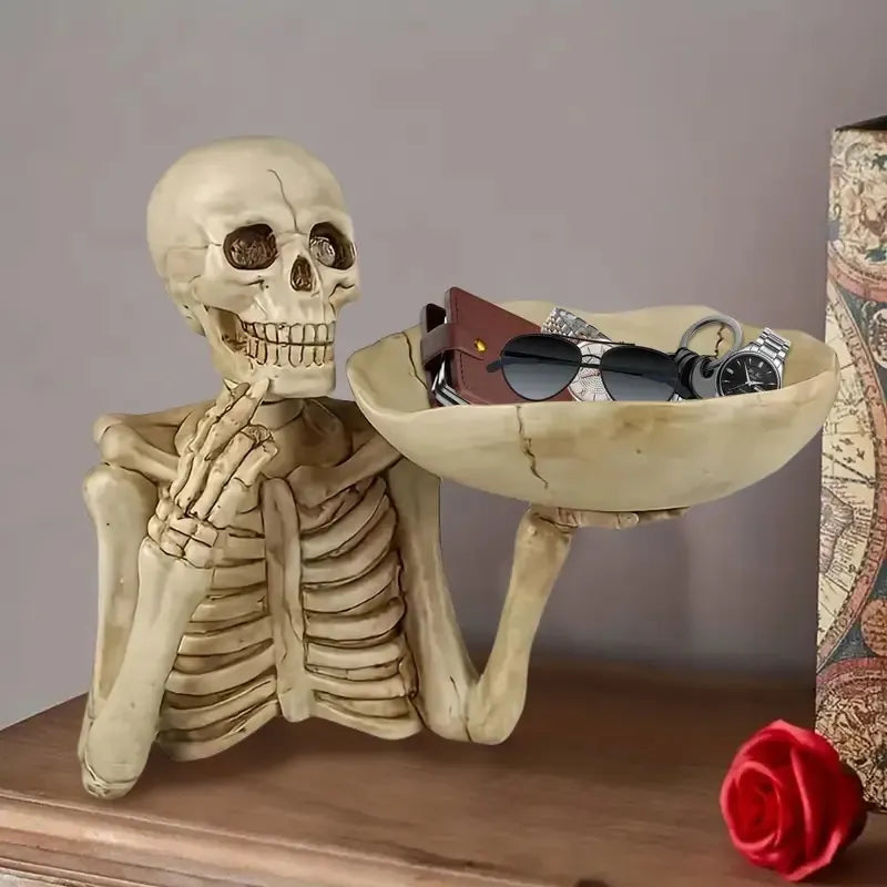 Skull Storage Tray, Halloween Decor, Resin Material, Vivid Skeleton Shape