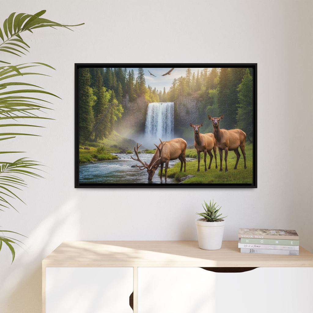 Elk Forest Landscape Wall Art - Eagles Flying - Stunning