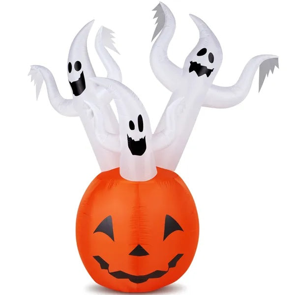 5.9 FT Halloween Inflatable Pumpkin Ghost Outdoor Decorations, Scary Blow Up