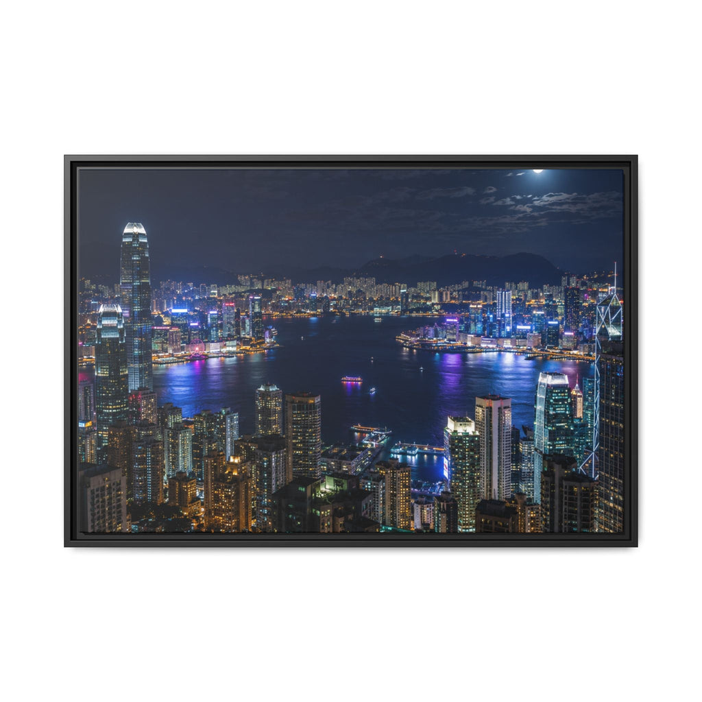 Hong Kong Night City Skape — Nighttime Harbor Skyline - stunning image